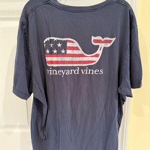 Vineyard Vines -Men’s “American Flag” Whale Tee, Navy, Size XXL